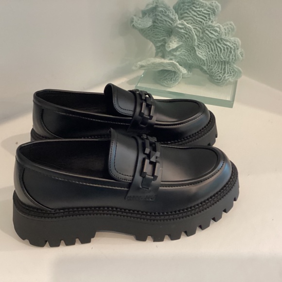 Steve Madden Women's Loafer Chunky Platform Black Leather All Sizes - Picture 6 of 12